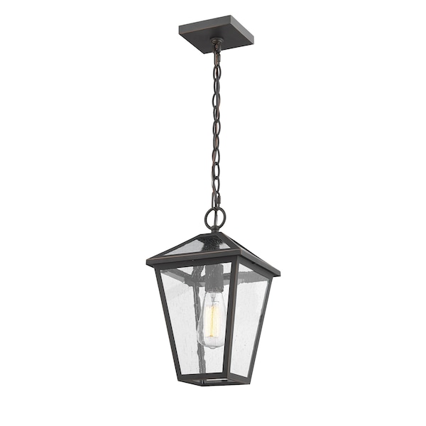 Talbot 1 Light Outdoor Chain Mount Ceiling Fixture, Oil Rubbed Bronze And Seedy